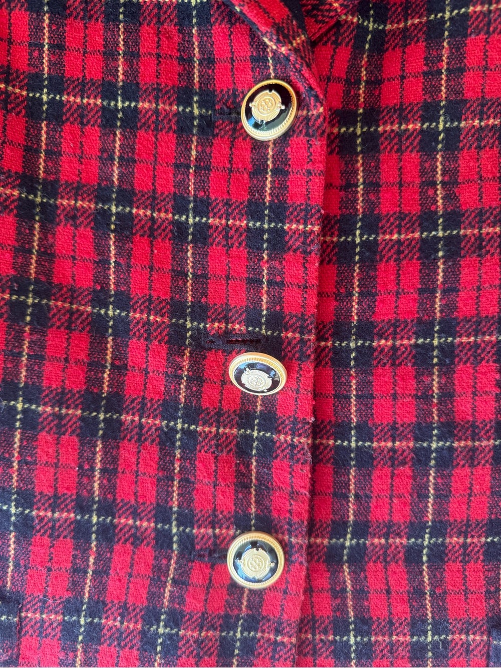 Le Suit Women's Red/Black Plaid Blazer Size 8 tartan 3-Button Lined - Picture 3 of 10